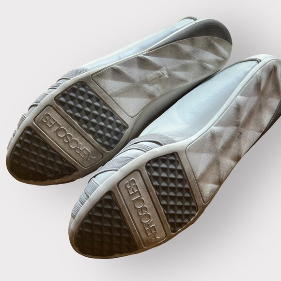 Aerosoles Size 8.5 White Spin Cycle Faux Leather Cross Weave Ballet Flats Shoes - Picture 5 of 7